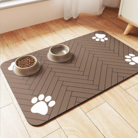 Spritzwassergeschützte Fressunterlage für Katzen & Hunde | Schnelltrocknend & Wasserabsorbierend Bodenschutz
